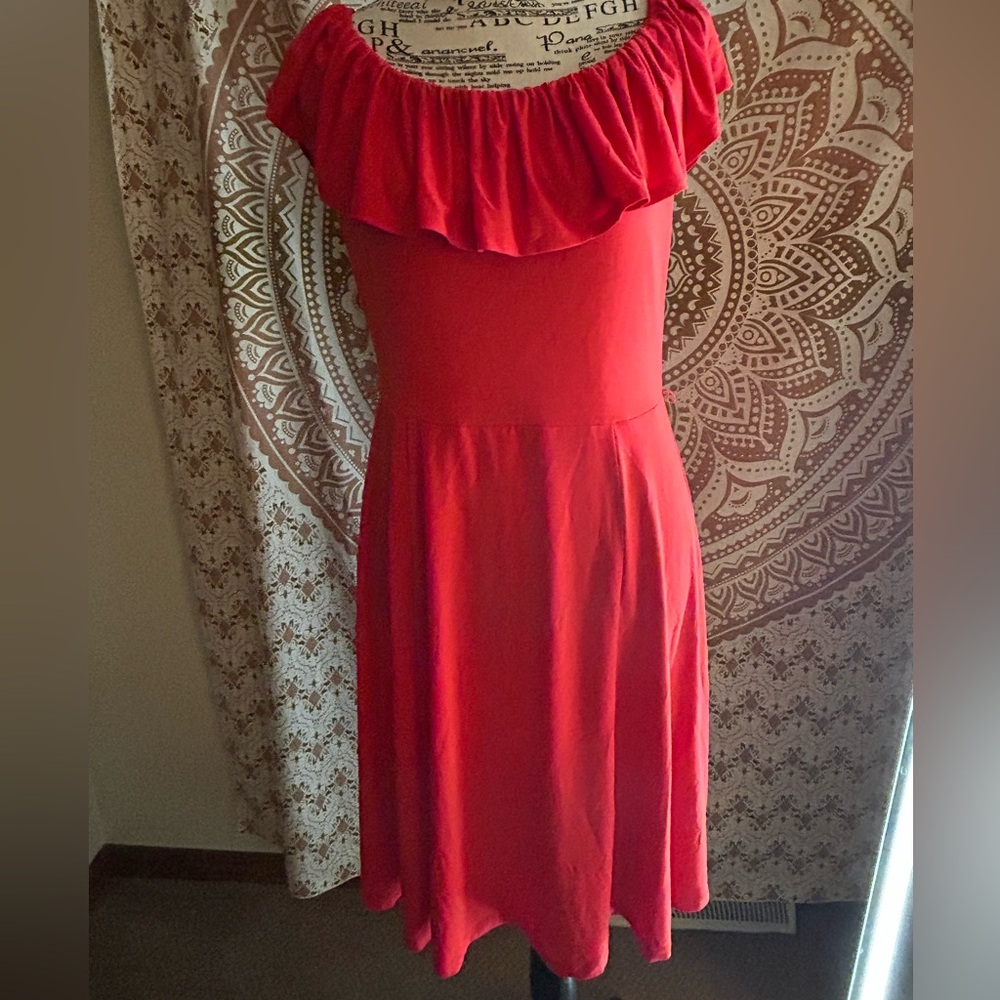 Ivanka Trump Vibrant Red Ruffle Midi Dress